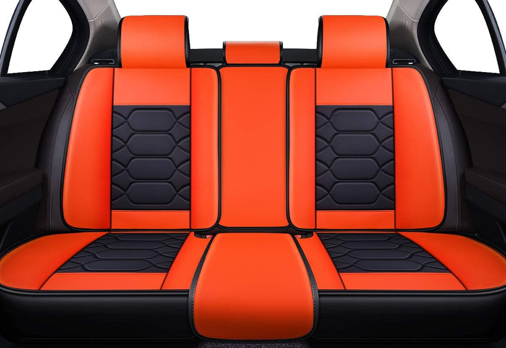 Leather Car Seat Covers, Faux Leatherette Universal Fit Set (Front Pair, Black&Orange) V896