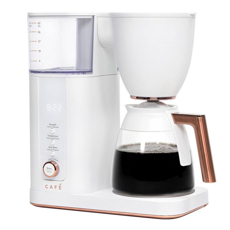 10 Cup Matte White Drip Coffee Maker with Glass Carafe L308418