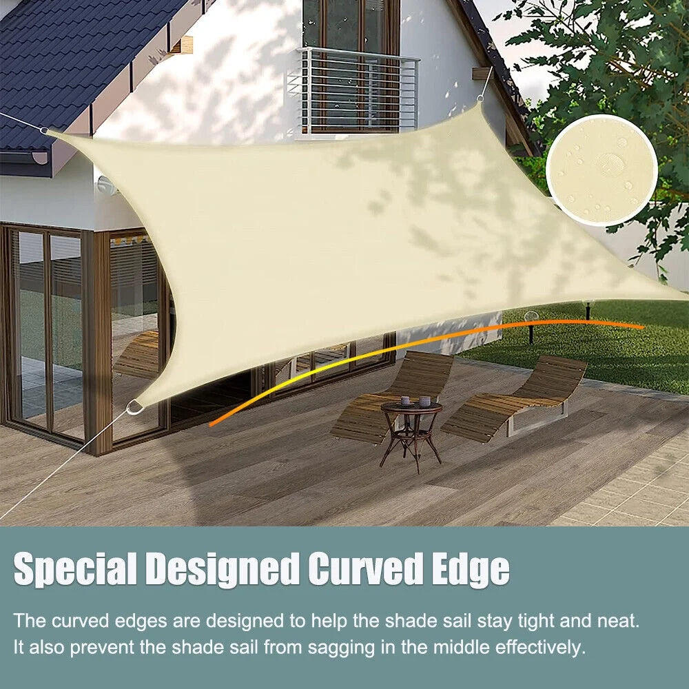 Cream Waterproof Triangle Shade Sail D417
