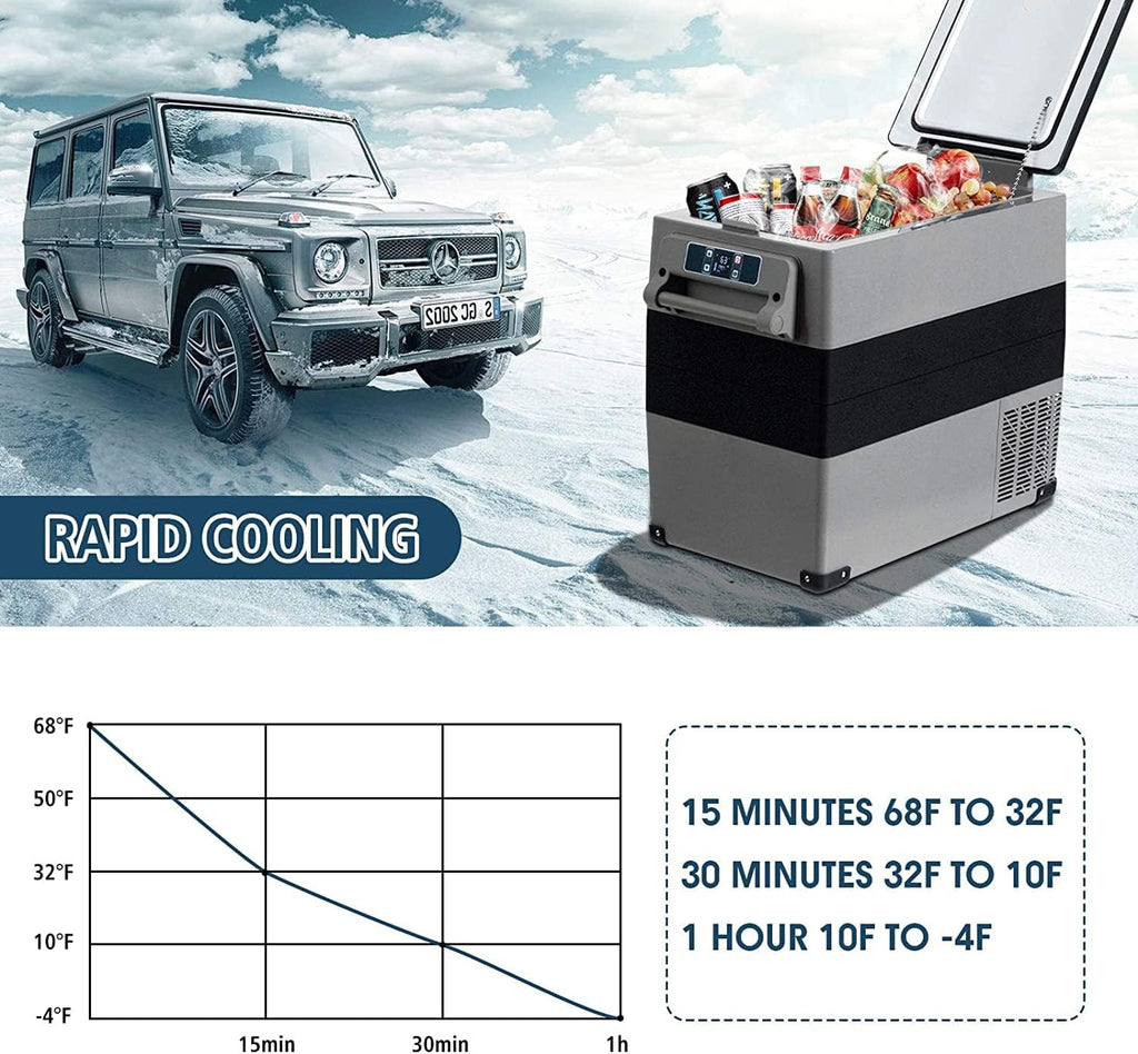 53QT 12 Volt Car Refrigerator Portable Refrigerator Electric Compressor Freezer Cooler T6960