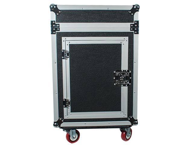 12 Space Rack Case with Slant Mixer Top and Casters A656