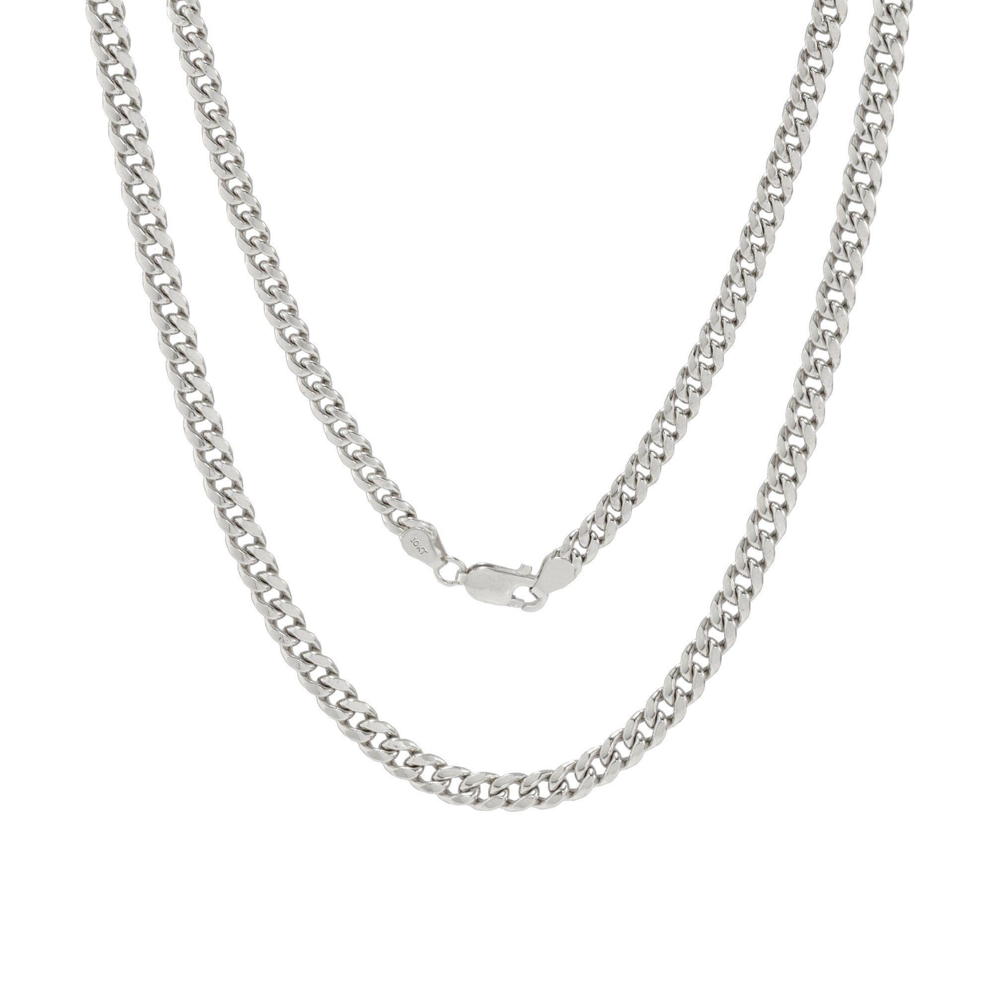 10k White Gold Miami Cuban Link Chain Necklace 16" - 30" T8113