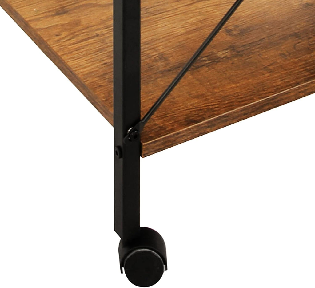 Rustic Brown 3 Tier Utility Storage Shelf with Lockable Caster K35992