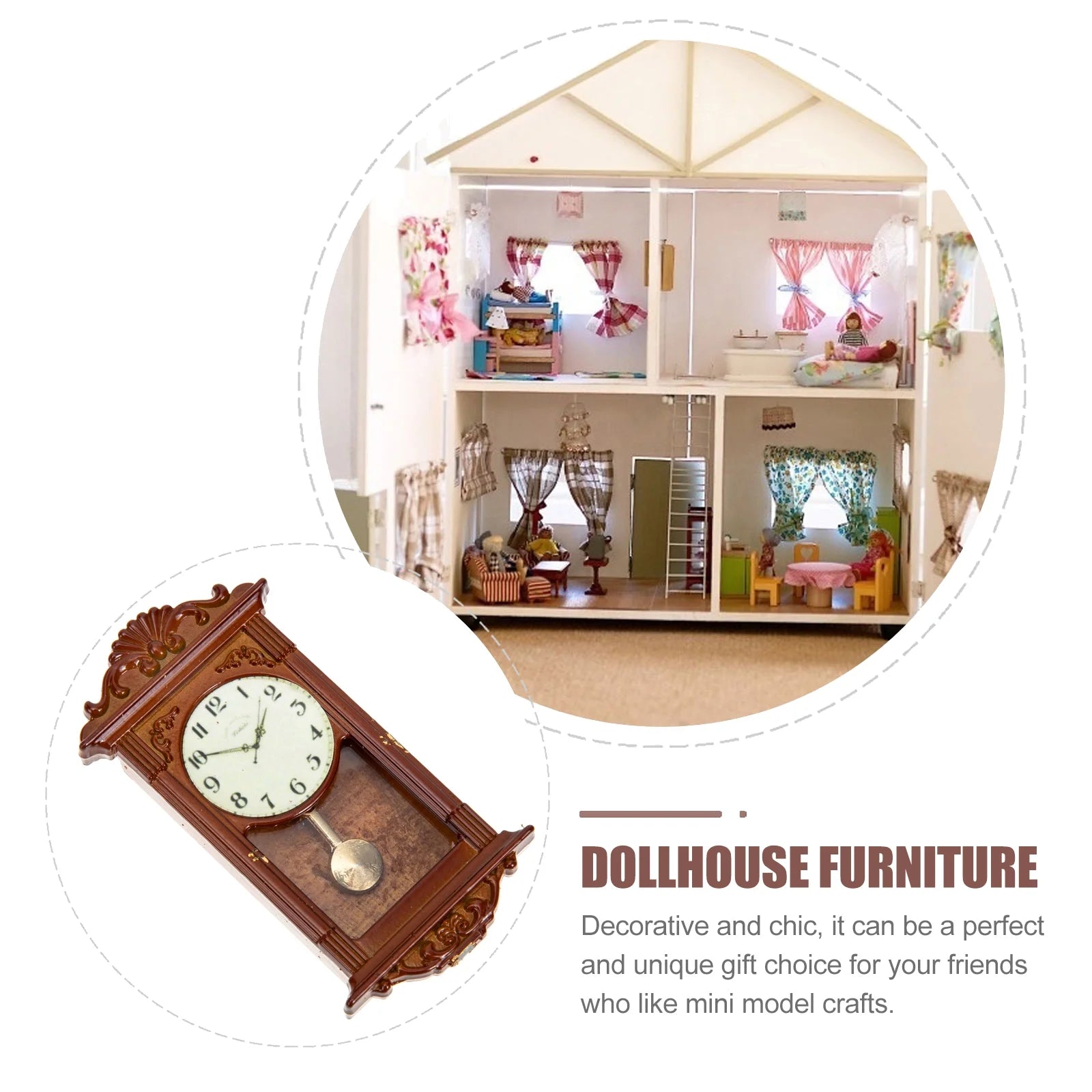 Mini Hanging Metal Doll House Clock Toy V859966