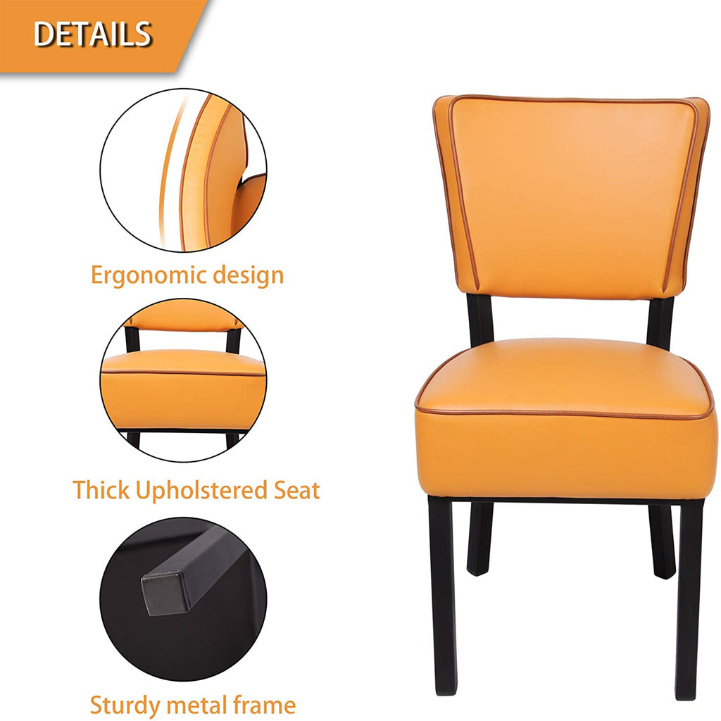 Orange Leather Side Chair Set of 2 O532477