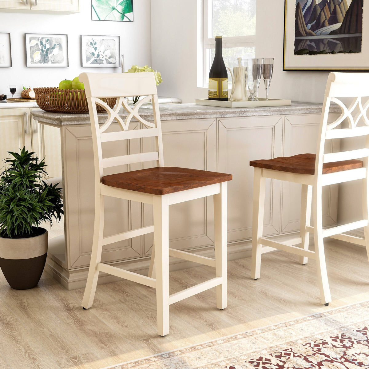Black Duo-Tone Counter Chair Set of 2 O665