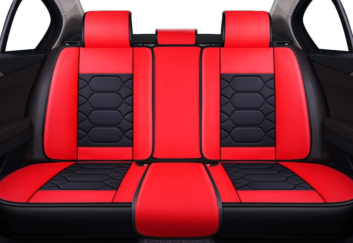 Leather Car Seat Covers, Faux Leatherette Universal Fit Set (Front Pair, Black&Orange) V896