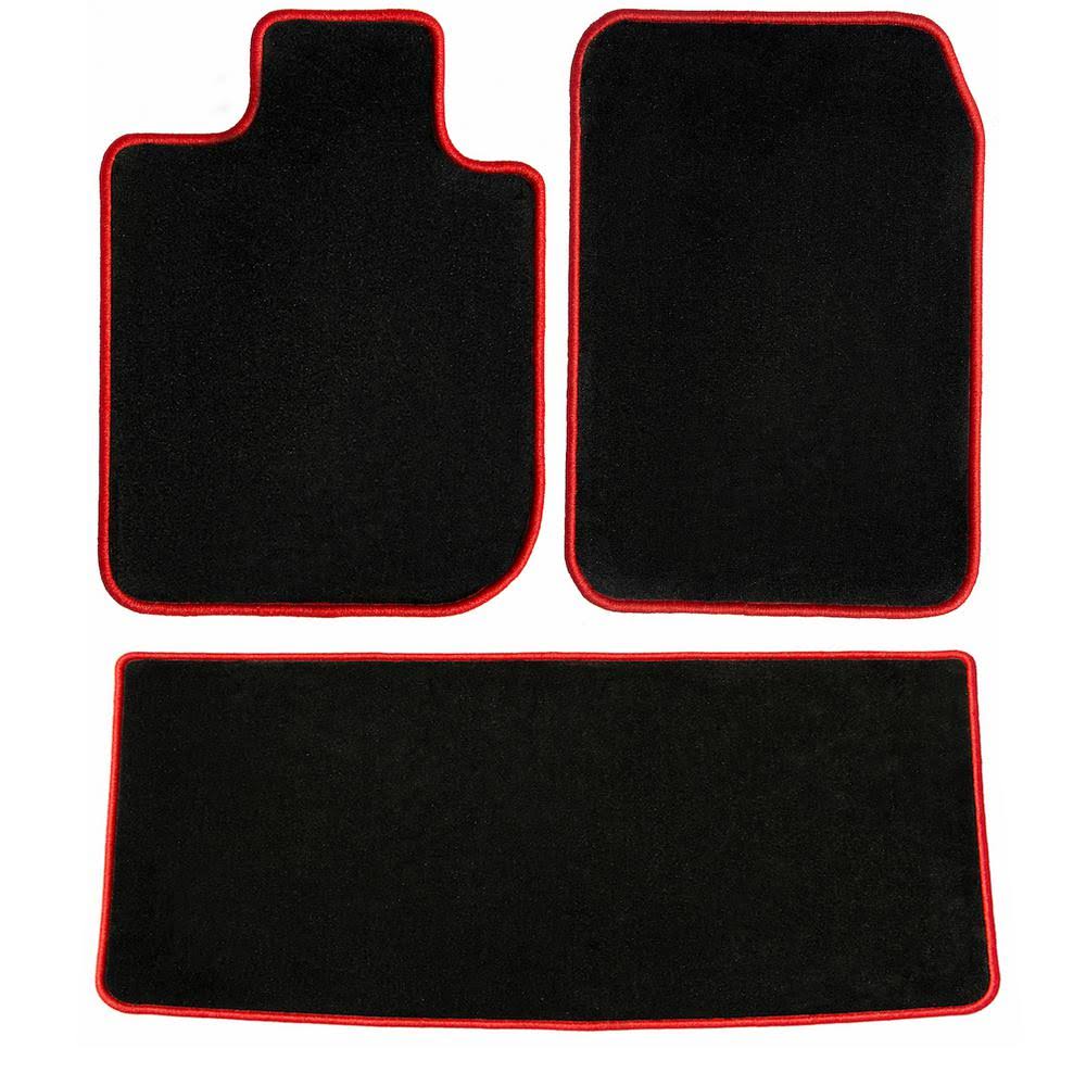 Black Red Edging Carpet Car Mats T6941