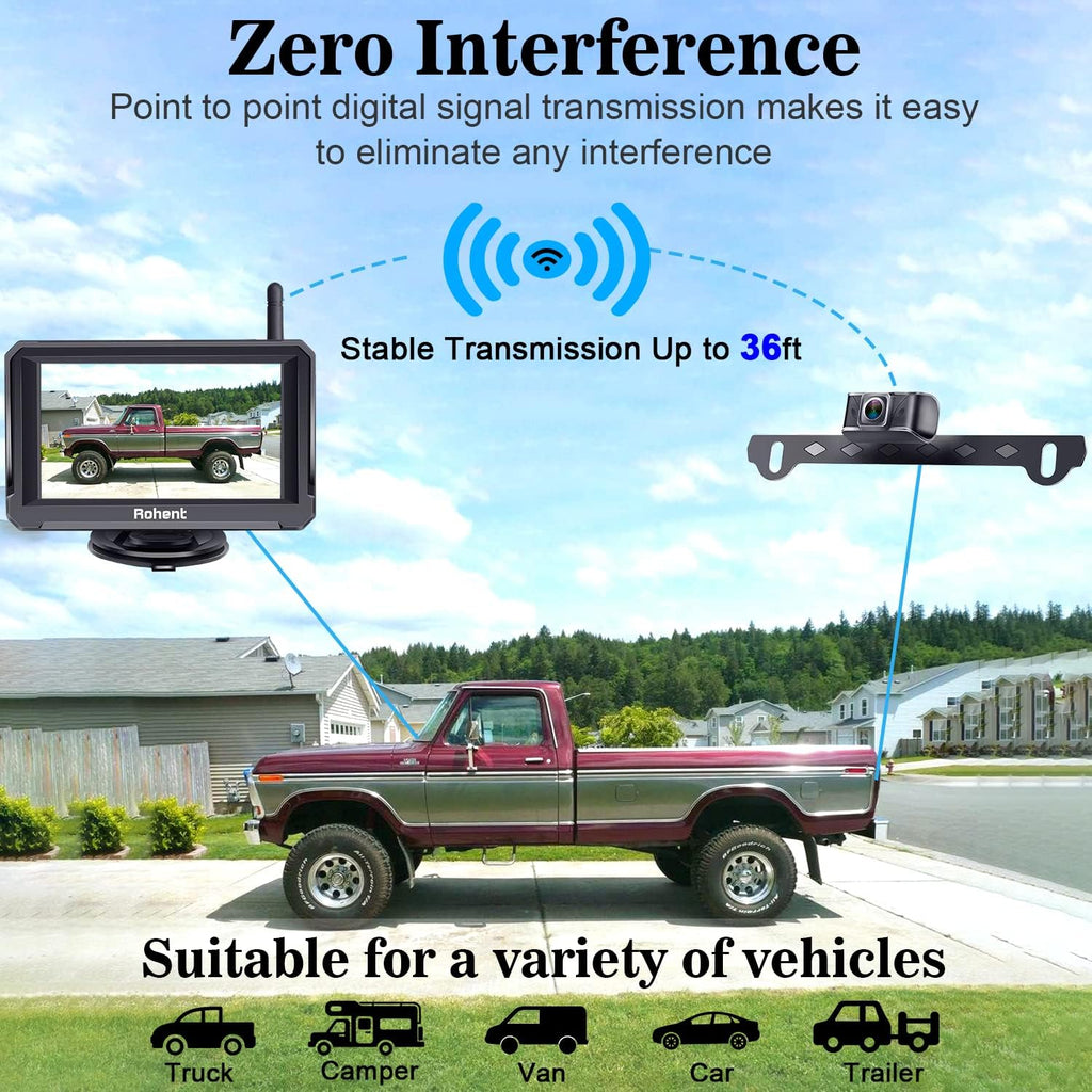 Wireless Backup Camera with 5" Monitor Rear View Camera System K5155