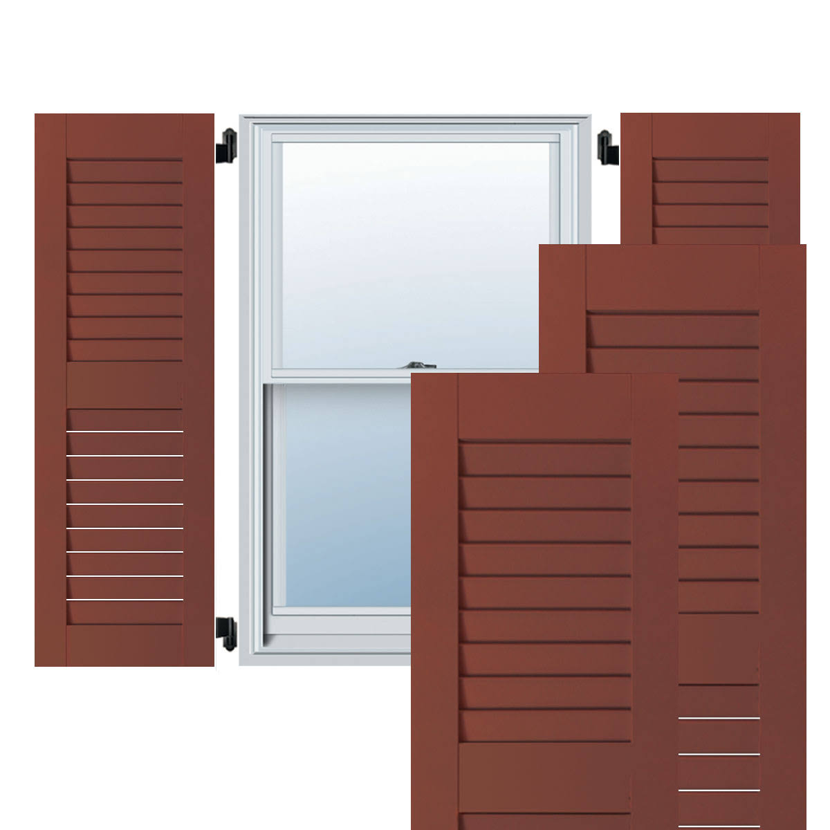 18x22W x 54x22H Exterior Real Wood Pine Open Louvered Shutters (Per Pair), Country Redwood X6947