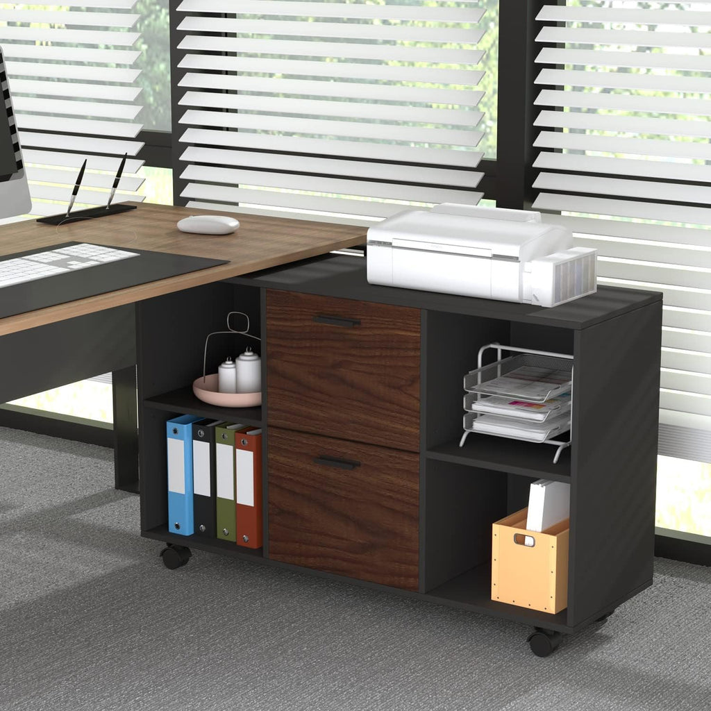 Black 2 Drawer Mobile Filing Cabinet with Storage R108
