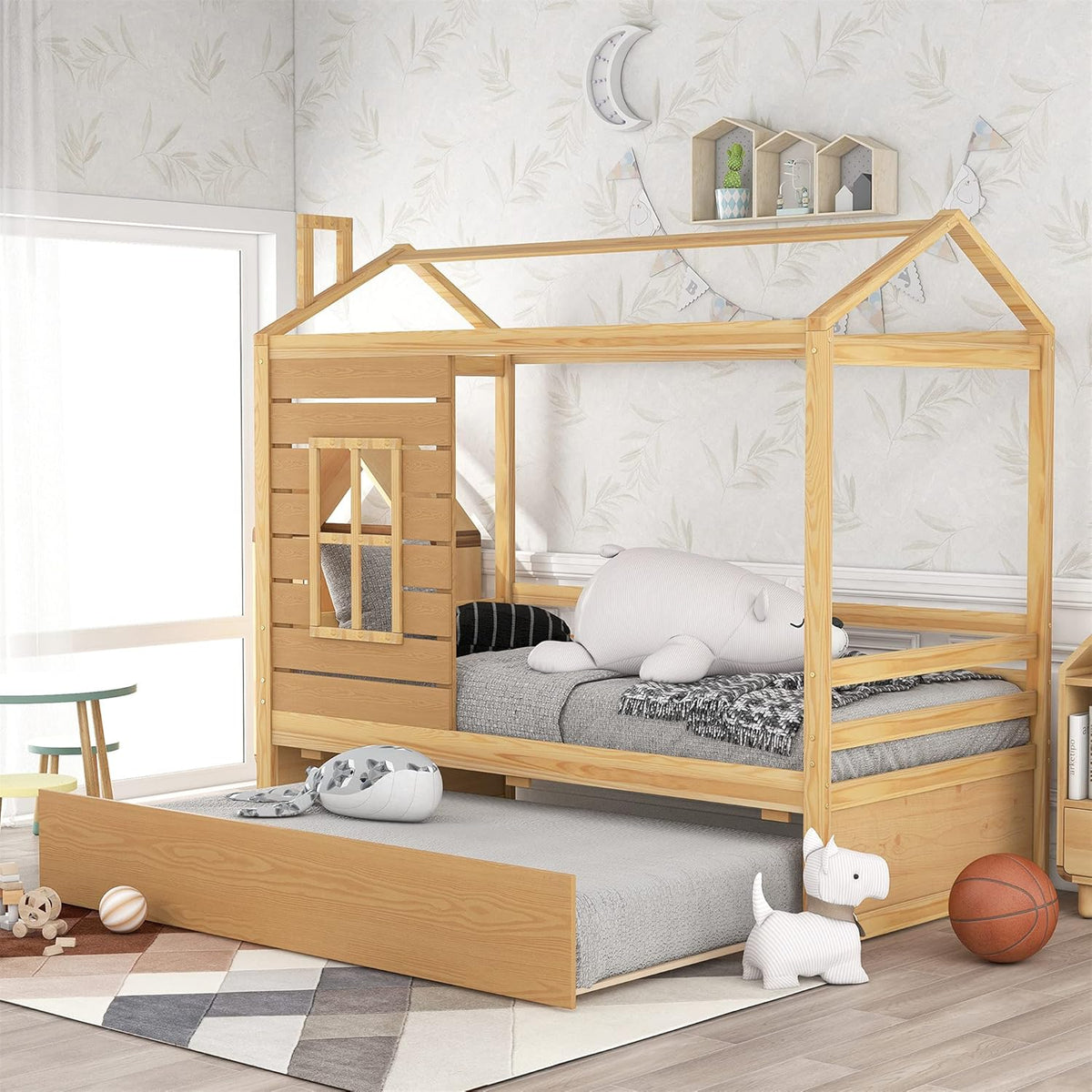 Gray Twin Size Wooden Daybed with Trundle R65764