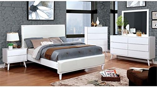 Faux Leather King Panel Bed in White A268802