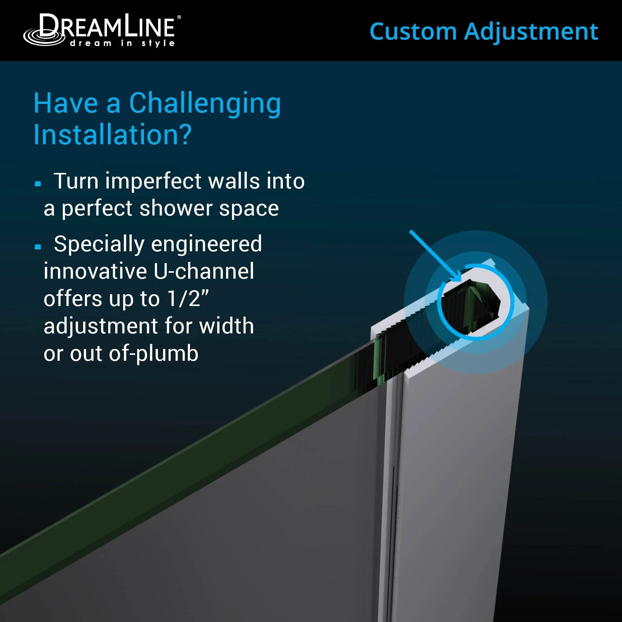 Brushed Nickel Hinged Shower Door H2053