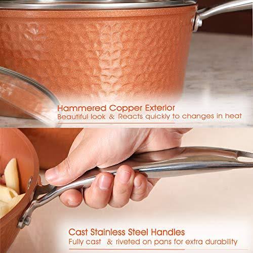 Hammered Copper Nonstick Cookware Set D586433