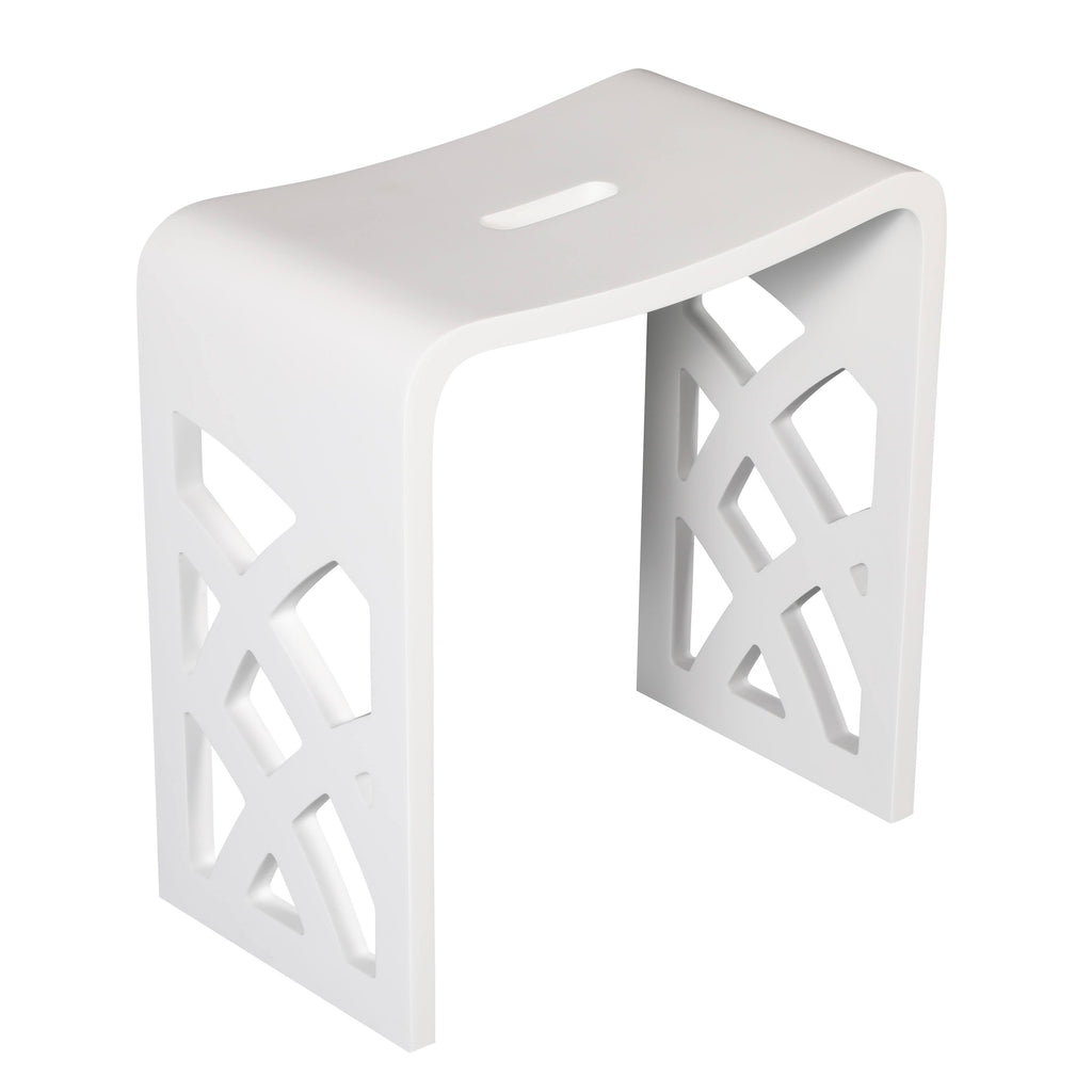White Matte Bathroom Shower Stool C355251