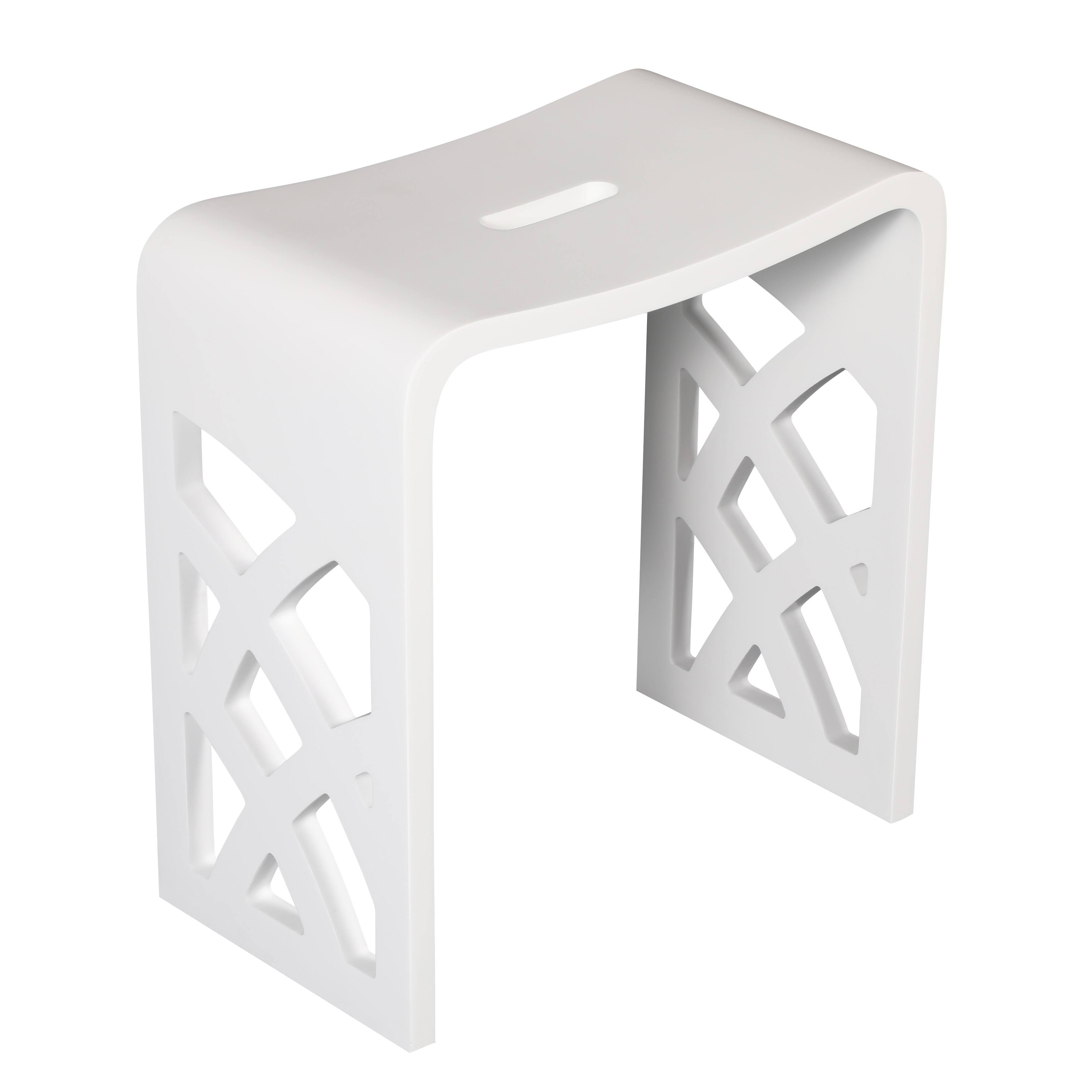 White Matte Bathroom Shower Stool C355251