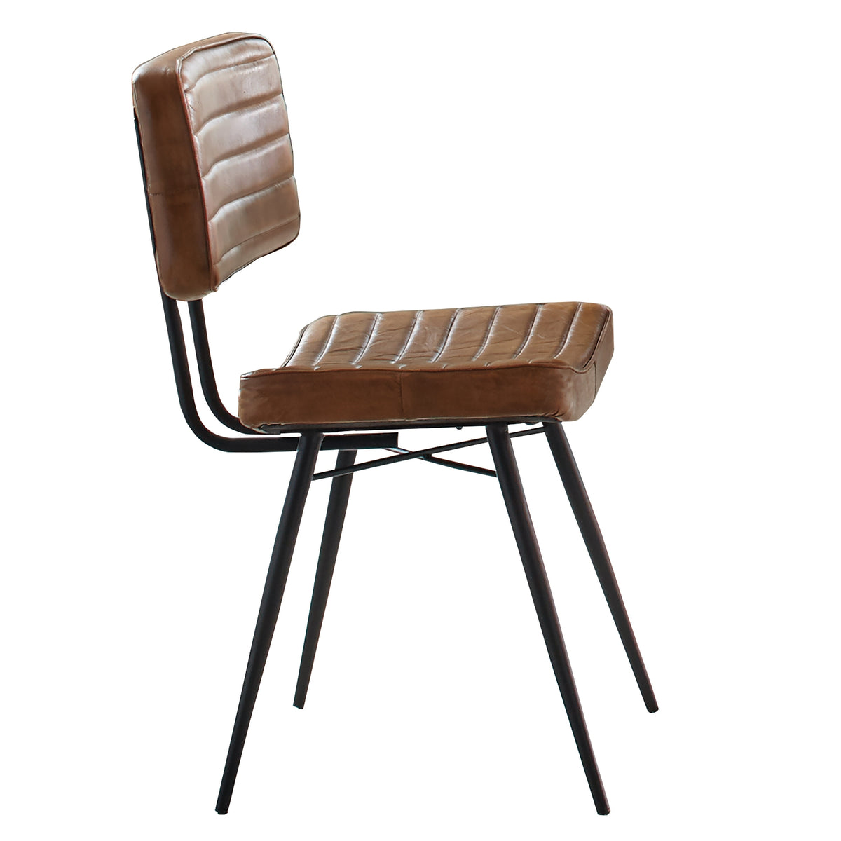 Tufted Padded Cushion Side Chairs (Set of 2) Camel Black Finish V7815