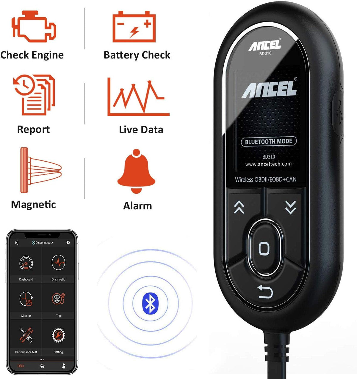 OBD2 Scanner with Bluetooth App, Pack of 2 U415174