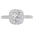 14K White Gold Cushion Halo Engagement Ring G6988