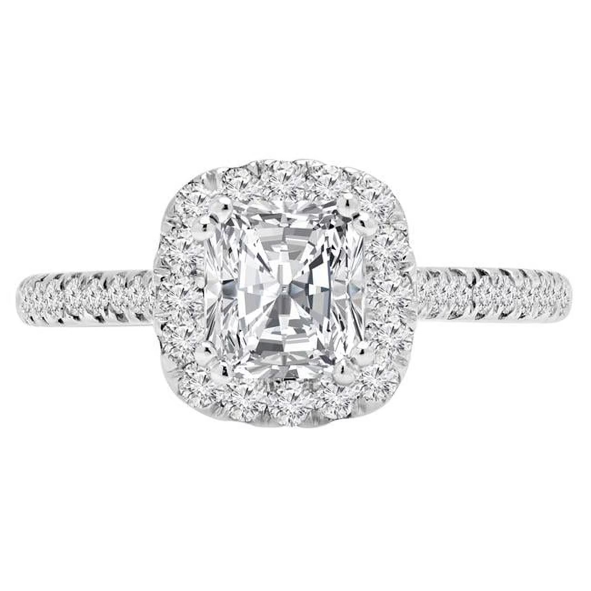 14K White Gold Cushion Halo Engagement Ring G6988