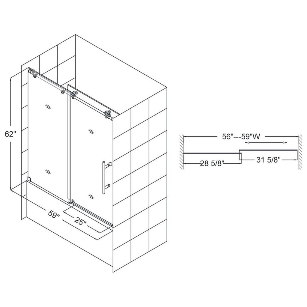 Frameless Sliding Tub Door in Matte Black Stainless Steel H26365