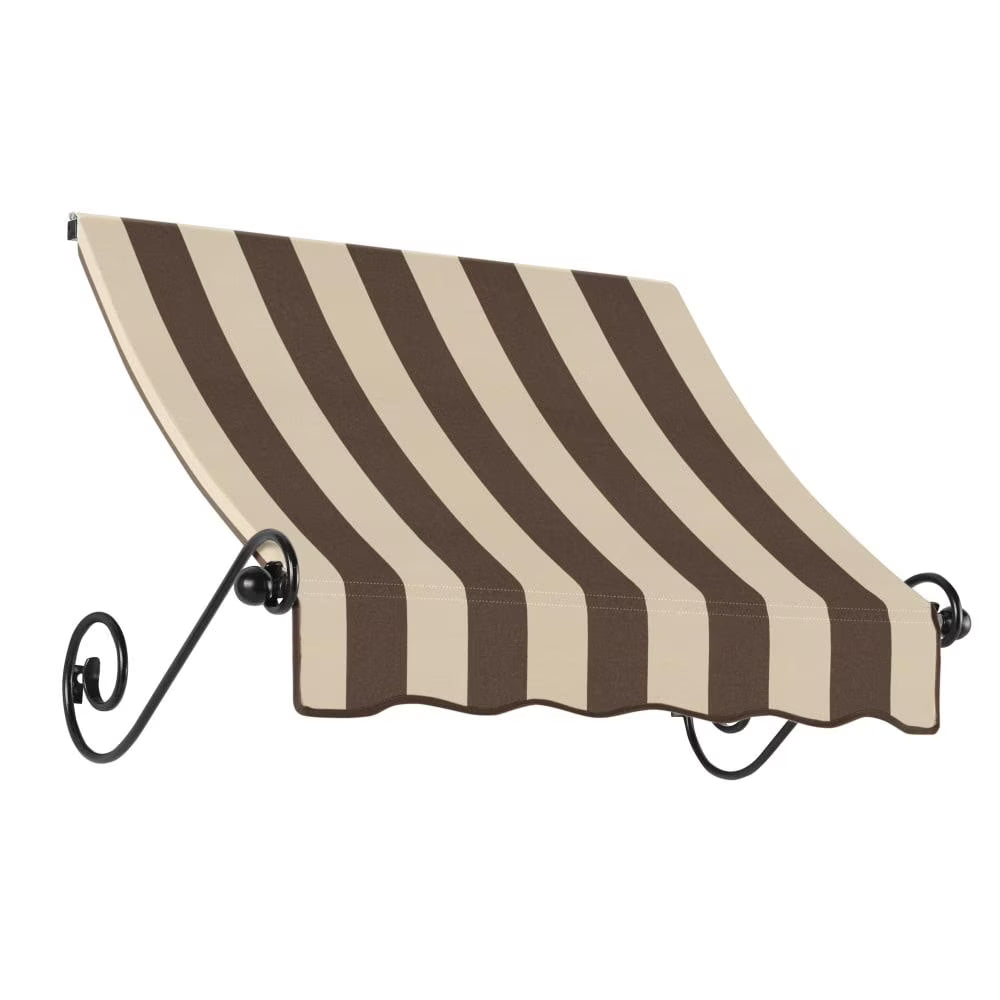 Brown/Tan Stripe Acrylic Fixed Awning A475