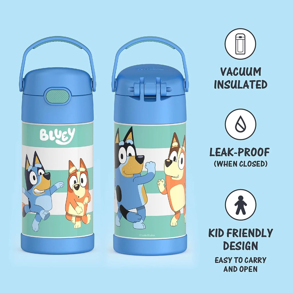 Bluey 12 Ounce Stainless Steel Kids Straw Bottle P627