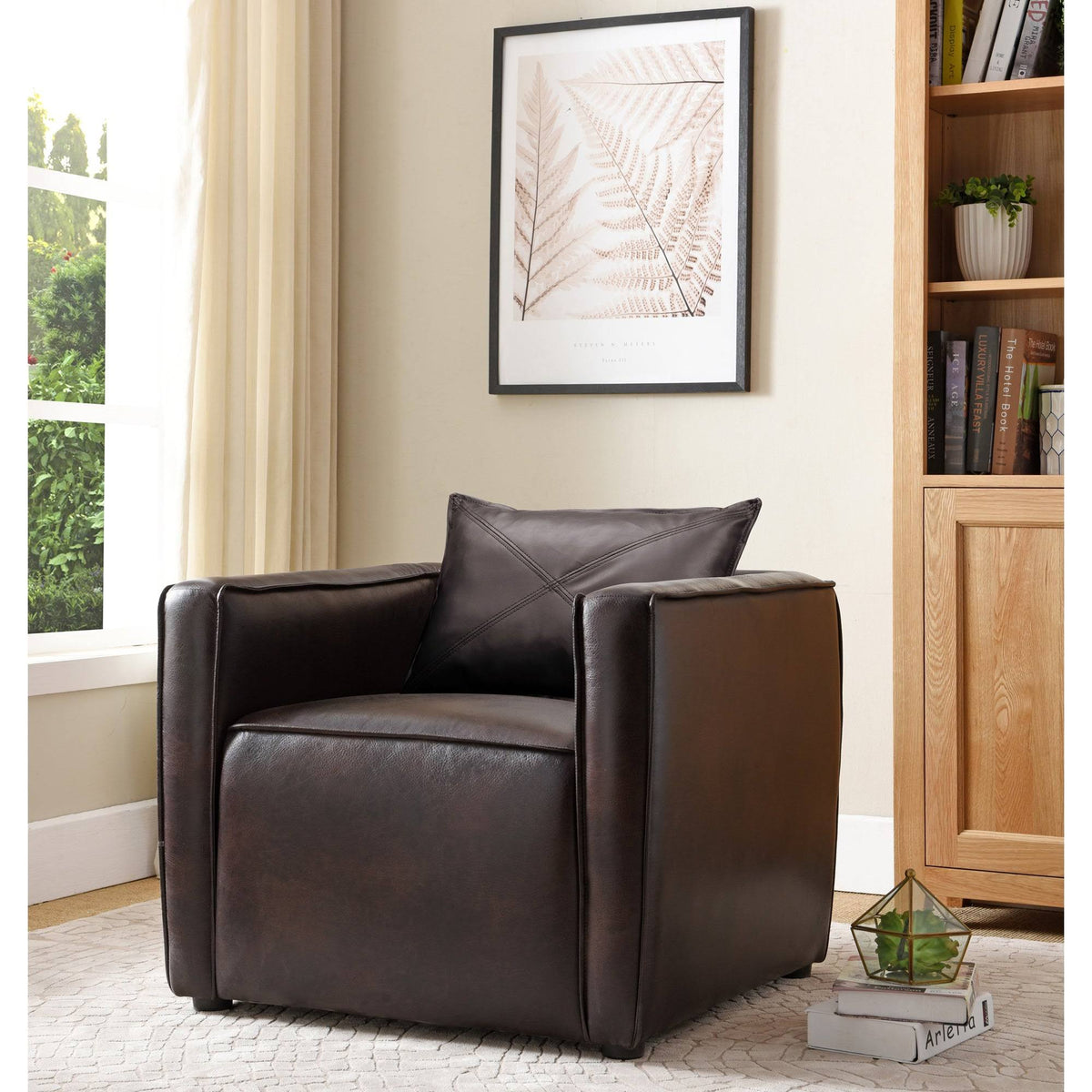 Distressed Grey Vinyl Padded Accent Chair Y18173