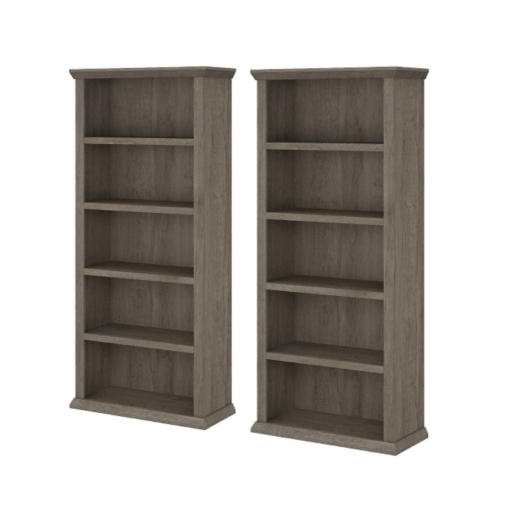 5 Shelf Bookcase Set of 2, Restored Gray G6256