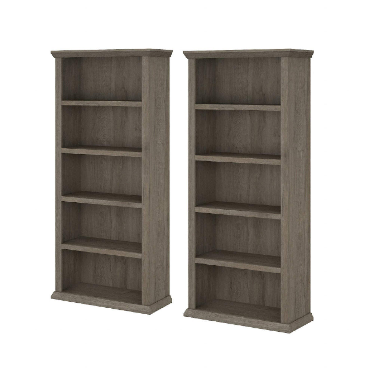 5 Shelf Bookcase Set of 2, Restored Gray G6256