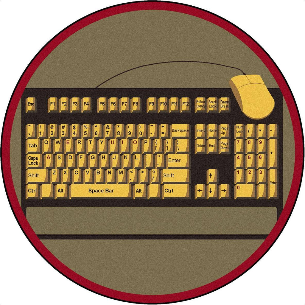 7'7"x22 Round Brown Keyboard Connection Rug D77056