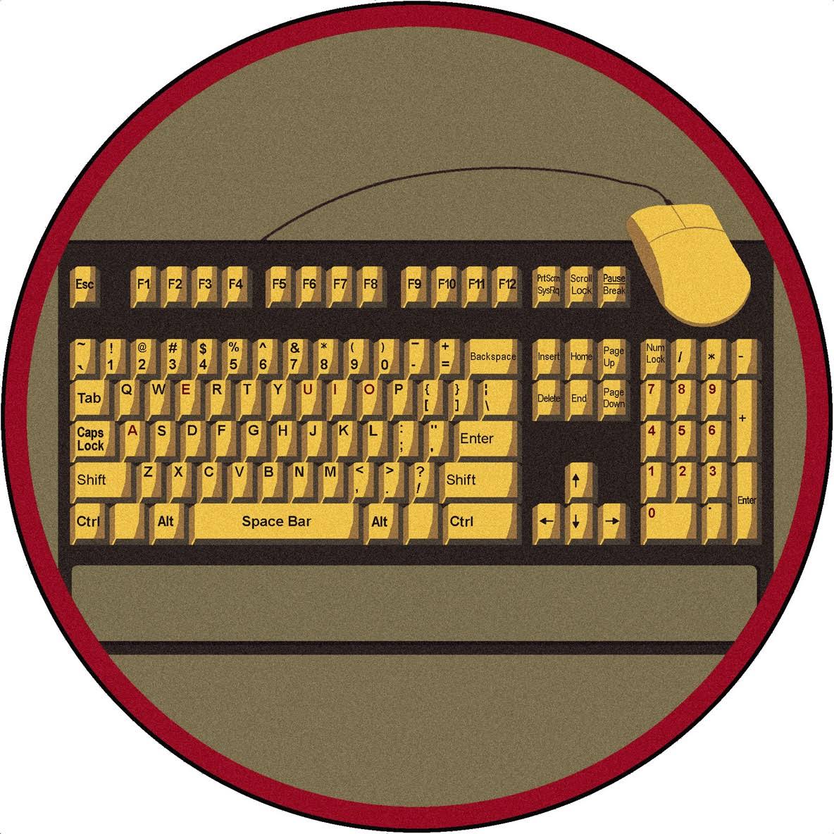 7'7"x22 Round Brown Keyboard Connection Rug D77056