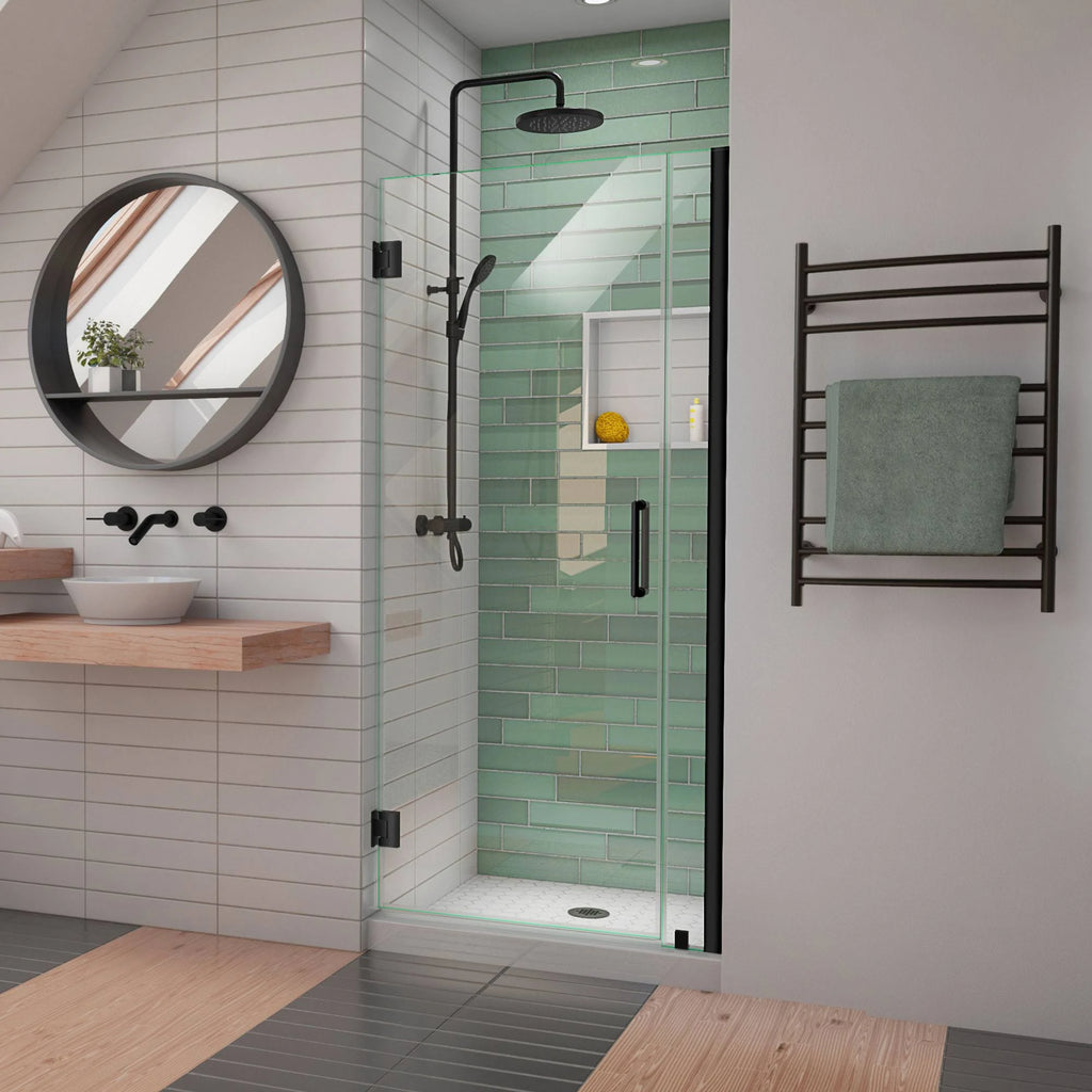 Satin Black Frameless Hinged Shower Door K1907