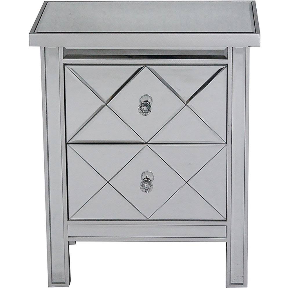 Silver Wood Accent Cabinet with 2 Beveled Glass Drawers H2852