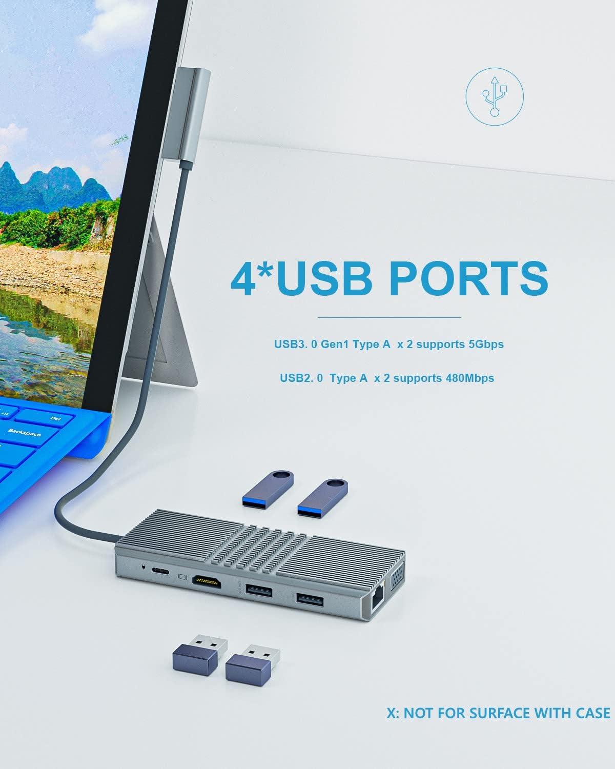 11 in 2 USB C Docking Station with HDMI VGA PD3.0 RJ45 USB2.0 USB3.0 Pack of 2 H134