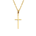 14K Gold Tubular Baby Cross Charm Pendant Necklace P9034
