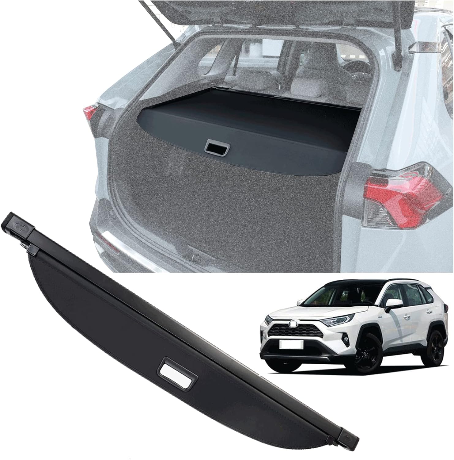 Retractable Trunk Security Cover Shielding Shade (Black/canvas) Pack of 2 J99733