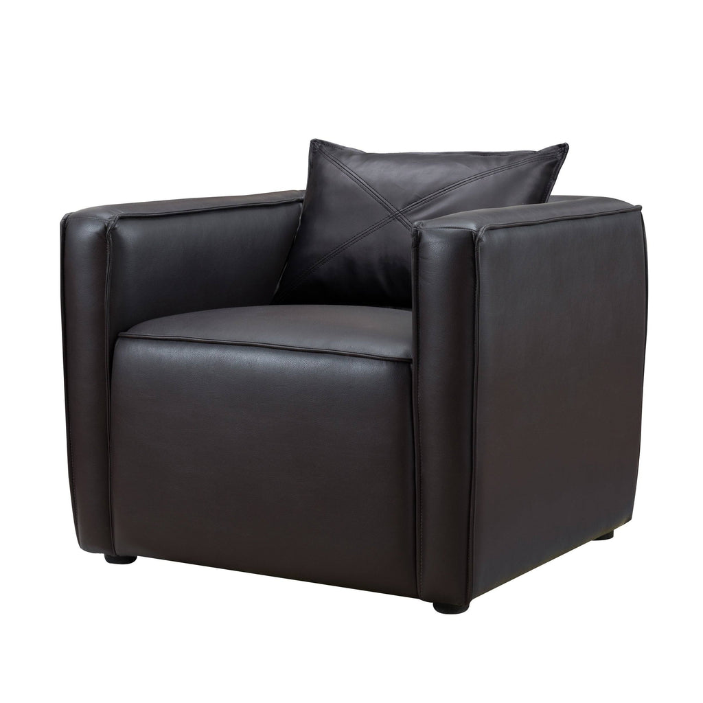 Distressed Grey Vinyl Padded Accent Chair Y18173