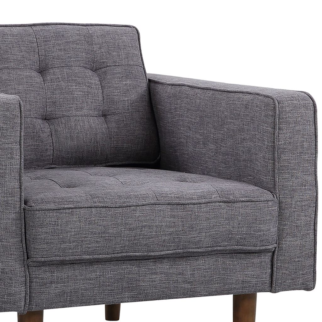 Gray Fabric Button Tufted Back Chair with Track Arms Y776106