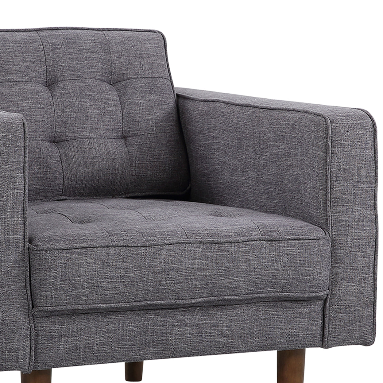 Gray Fabric Button Tufted Back Chair with Track Arms Y776106
