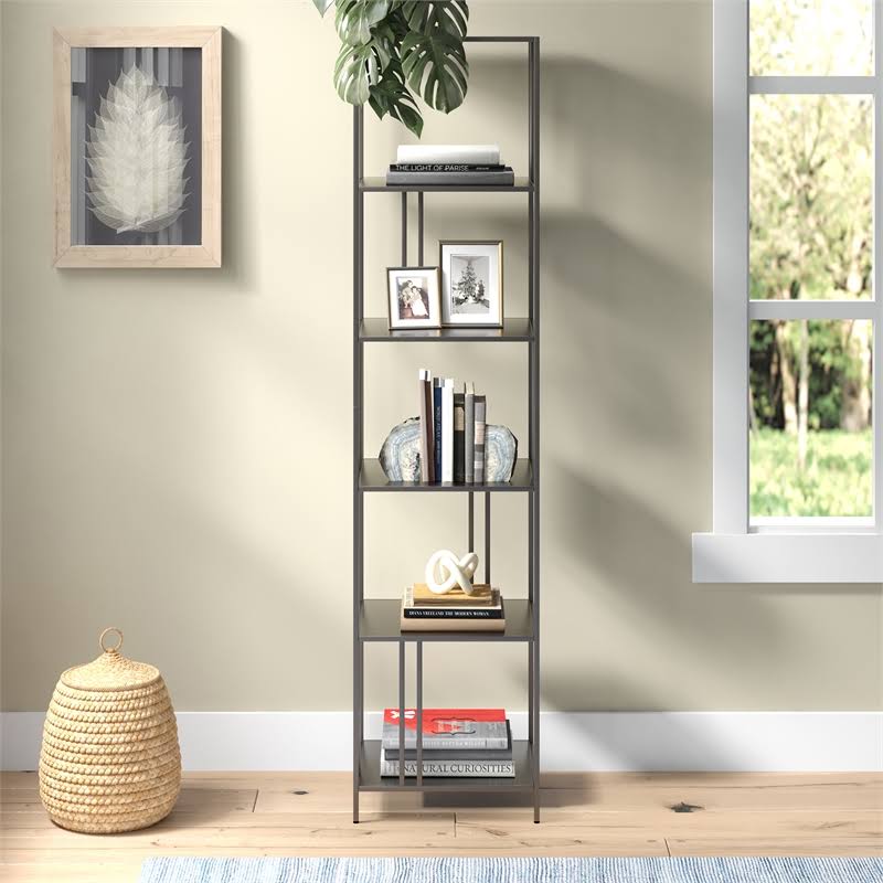18 in. Gunmetal Gray Bookcase W13048