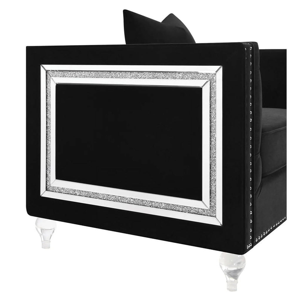 Black Velvet Tufted Arm Loveseat K779544