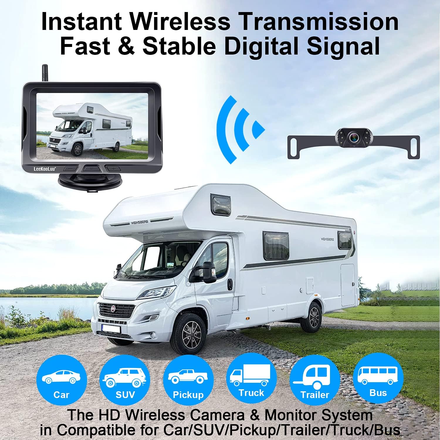 HD 1080P Wireless Backup Camera with 5 Inch Split Screen M112046