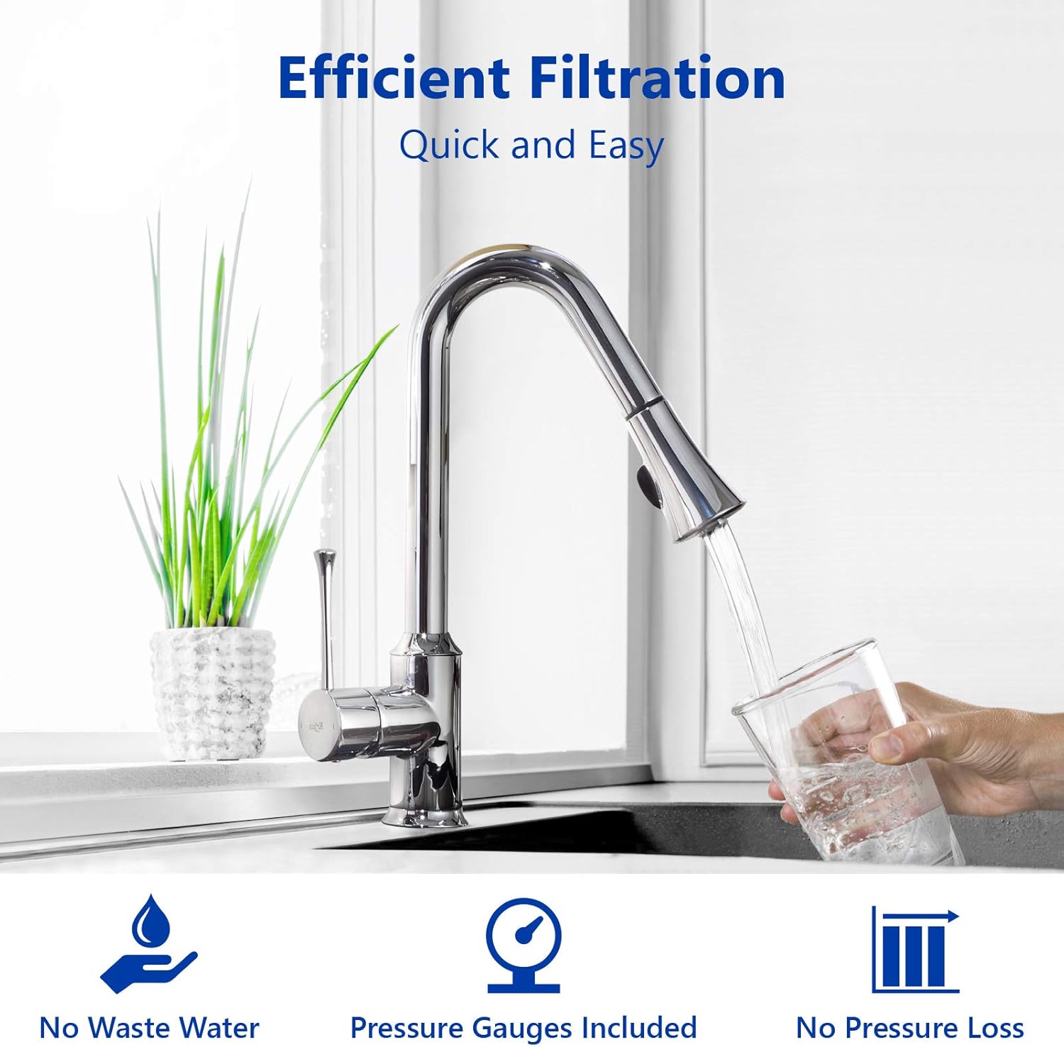 Whole House Water Filtration System with Polyphosphate Conditioner, Blue N481