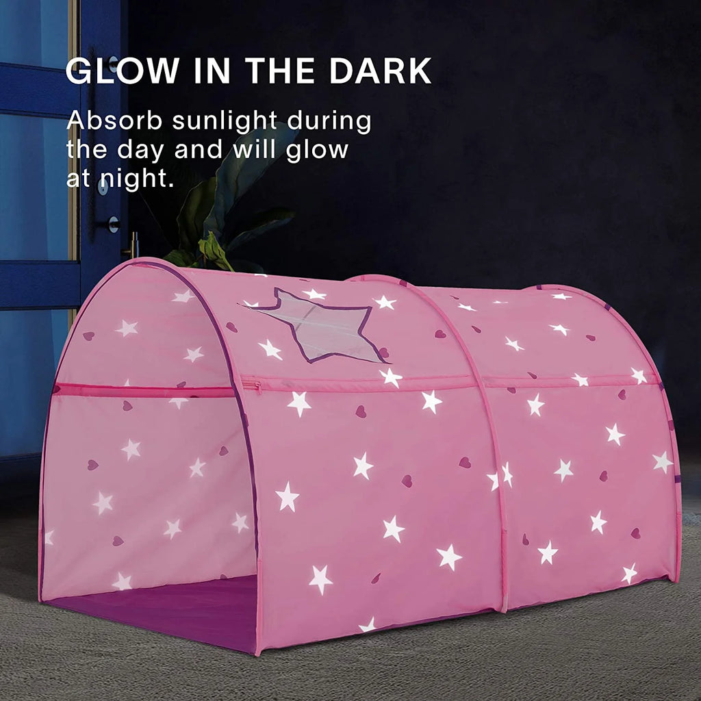 Pink Kids Bed Tent Canopy Sleeping Curtains 58'' x 35'' x 40''H O47426