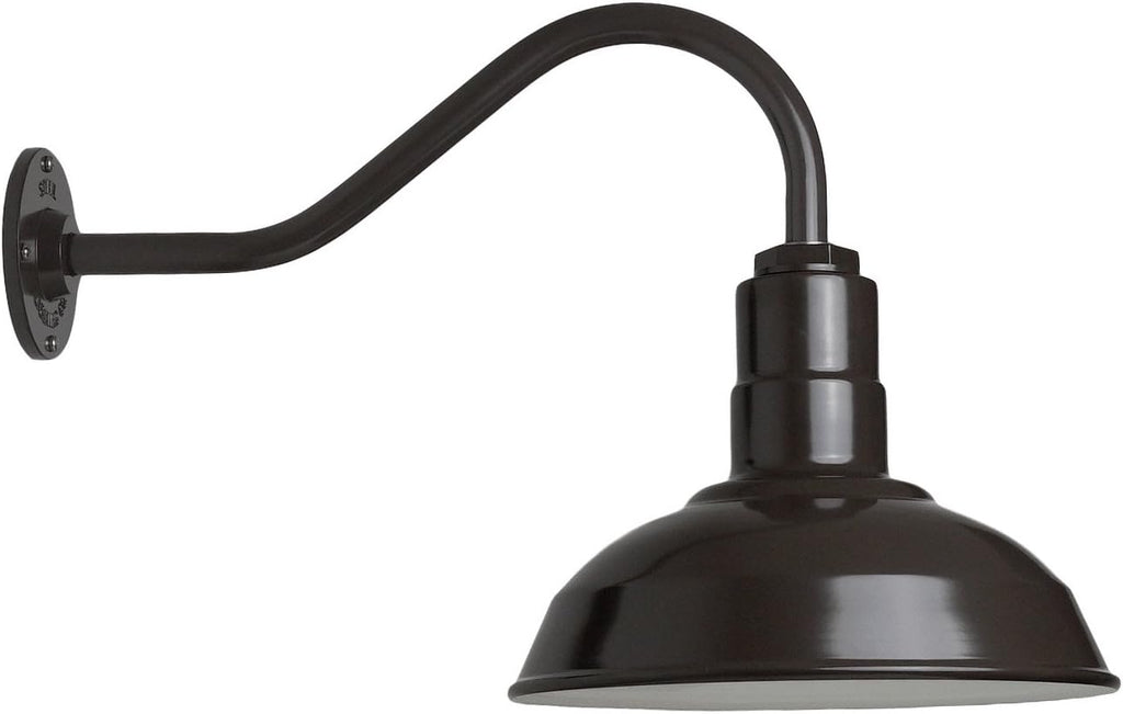 Matte Black Gooseneck Barn Light with Brass Interior K2764