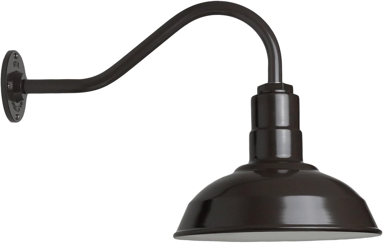Matte Black Gooseneck Barn Light with Brass Interior K2764