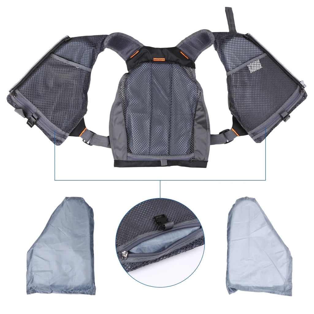 Outdoor Breathable Padded Fishing Life Jacket Swimming Sailing Waistcoat Utility Vest Floatation Device E10890