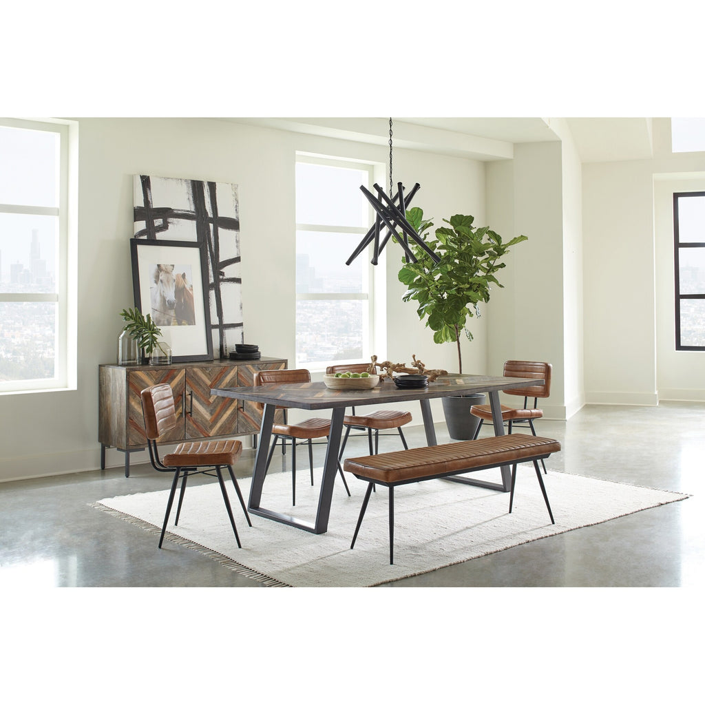 Tufted Padded Cushion Side Chairs (Set of 2) Camel Black Finish V7815